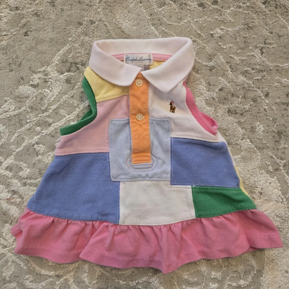 Ralph Lauren Multicolor Polo Collar Patchwork Dress